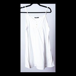 Love u, Dear Womens White Button Detail X-Long Tunic Tank Top XL